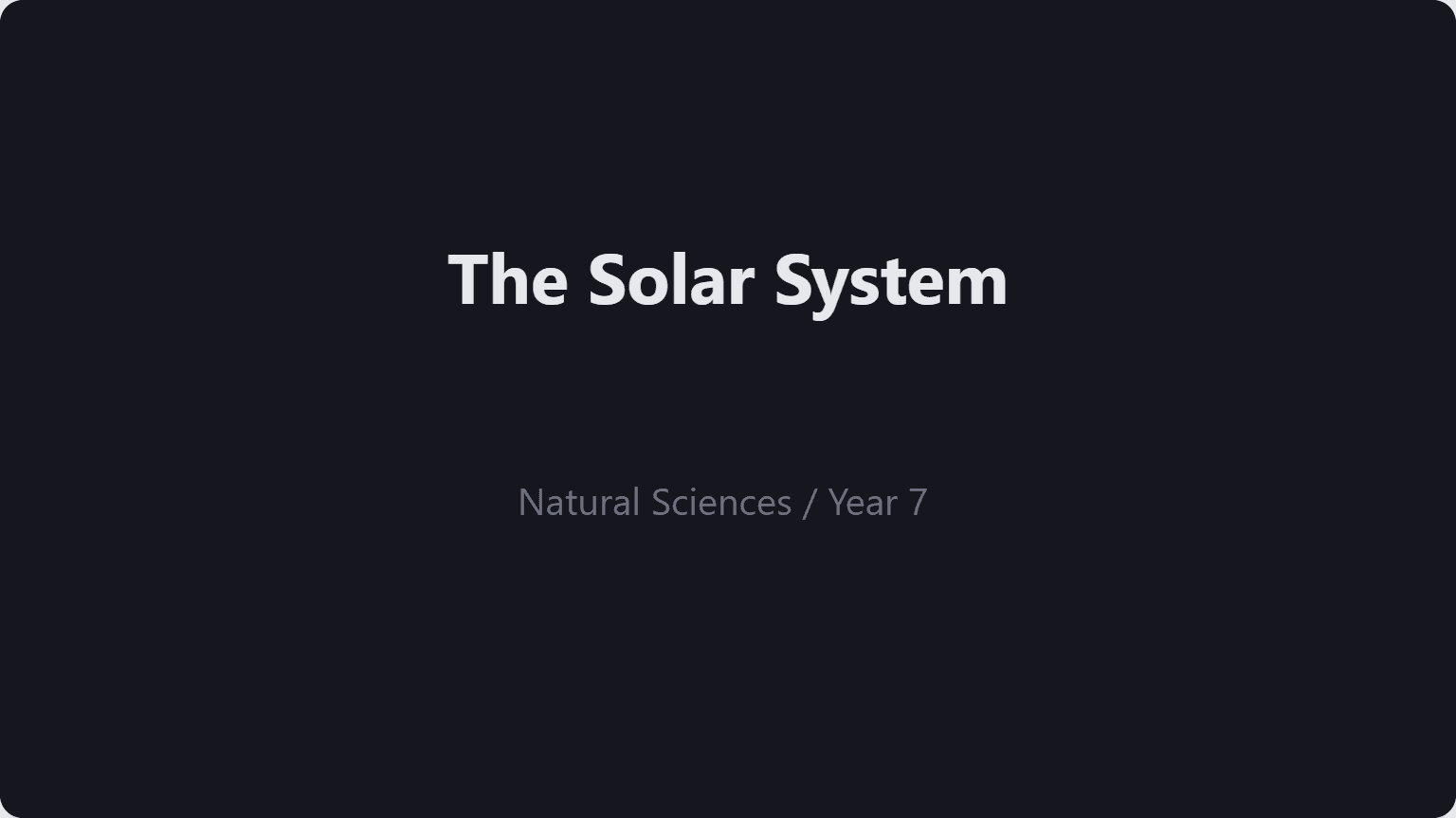 A science slide deck about the solar system