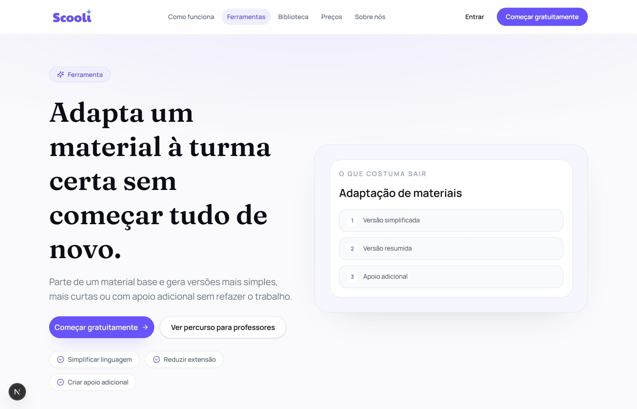 Pré-visualização: Adaptação de materiais