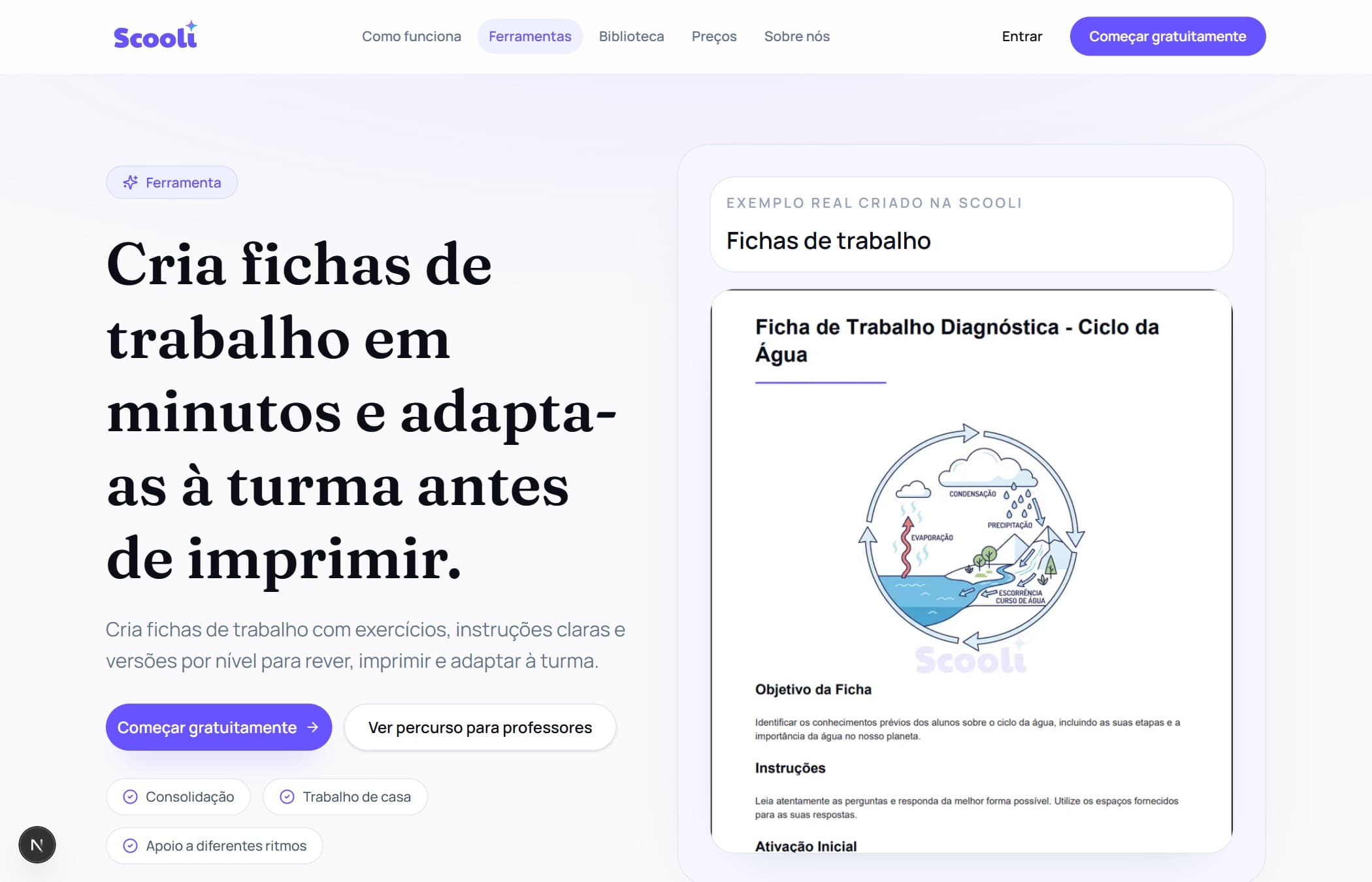 Pré-visualização: Fichas de trabalho