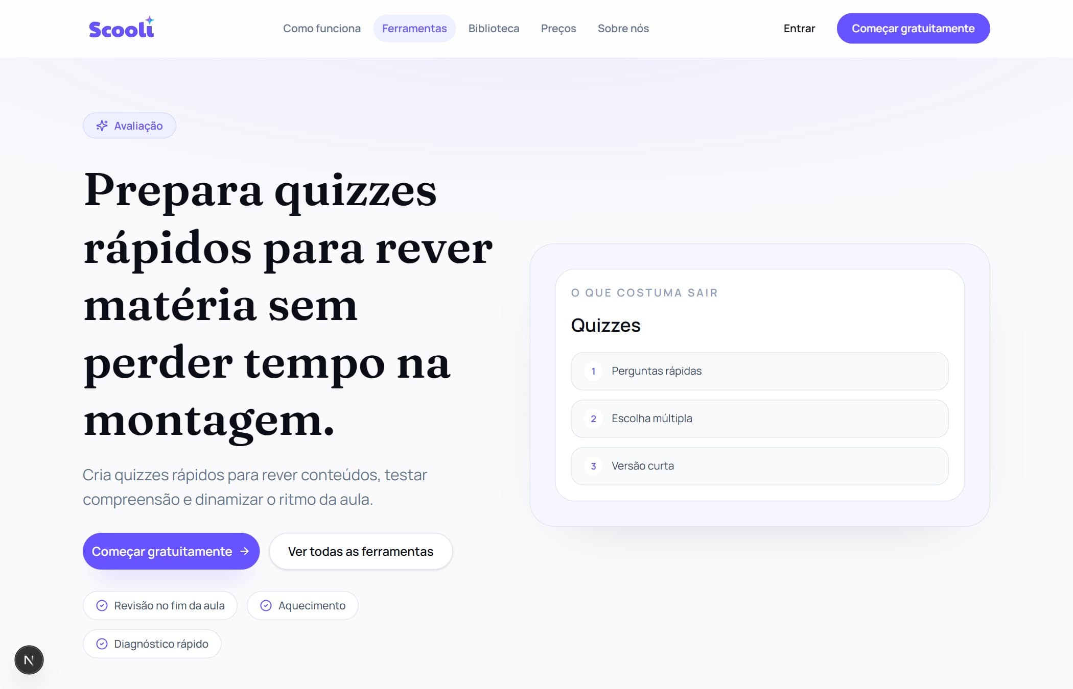 Pré-visualização: Quizzes