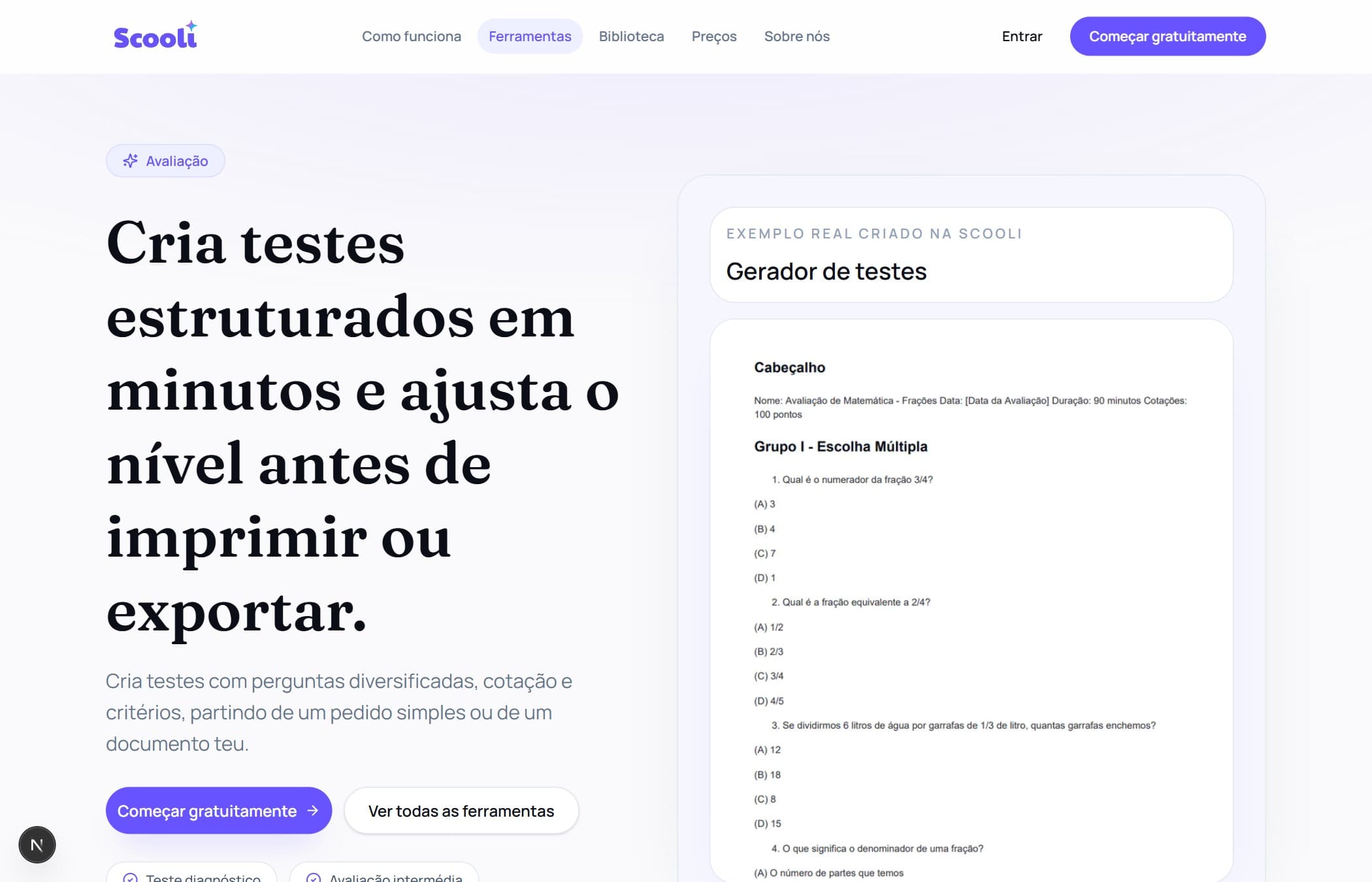 Pré-visualização: Gerador de testes