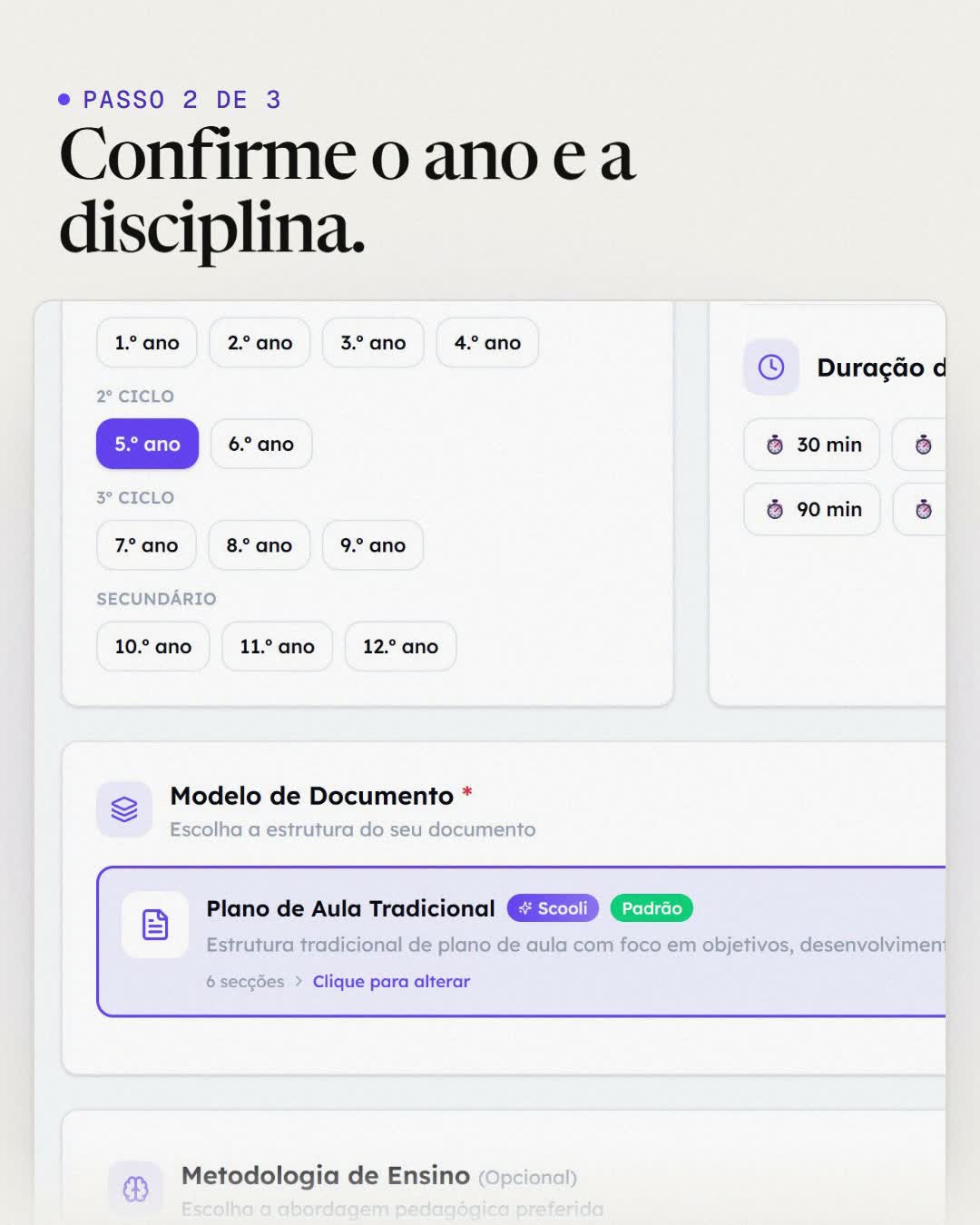 Plano de aula de Matemática a ser criado e aberto no editor da Scooli